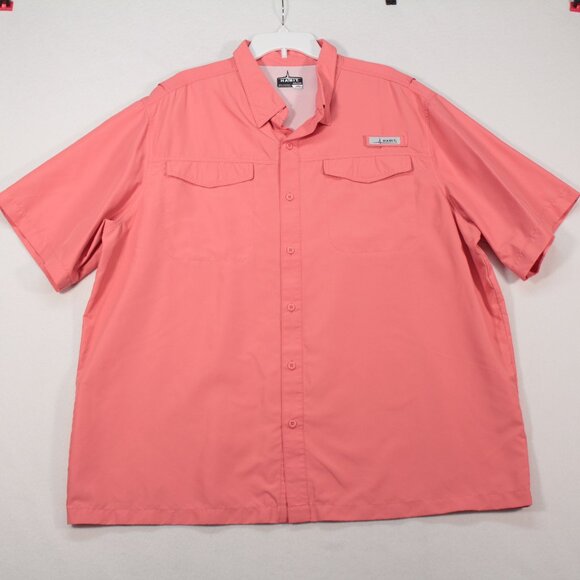 Habit Shirt Men's 2XL Salmon Short Sleeve Solid 40+ Solar Factor Polyester - Picture 1 of 8